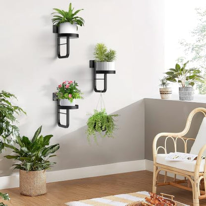 2 Pack Wall Plant Holder for Hanging Planters Indoor Outdoor Black - color: Black-2pcs15cm