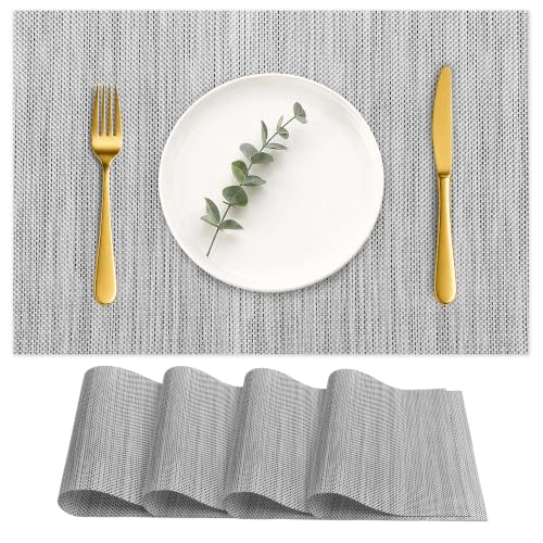 HOOMIL Placemats Set of 4, Heat Resistant, Light Gray - color: Light Gray, size: Set of 4