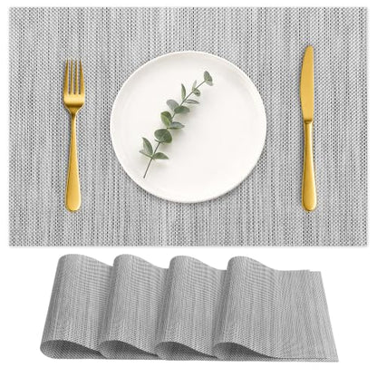 HOOMIL Placemats Set of 4, Heat Resistant, Light Gray - color: Light Gray, size: Set of 4