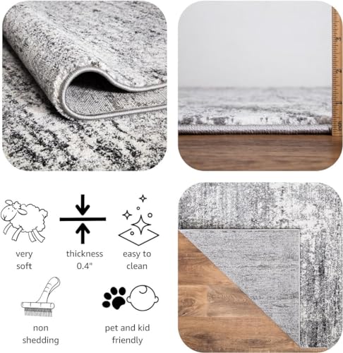Keen Home Design Abstract Non-Shedding Runner Rug, Soft Thick Pile, 2x8 - color: Abstract Cream/Grey, size: 2'8" x 7'7" (Runner)