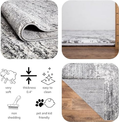 Keen Home Design Abstract Non-Shedding Runner Rug, Soft Thick Pile, 2x8 - color: Abstract Cream/Grey, size: 2'8" x 7'7" (Runner)