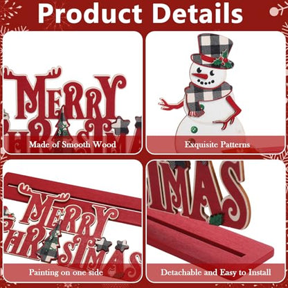 Blosssound 6 Pcs Christmas Wooden Centerpieces 3D Table Decorations