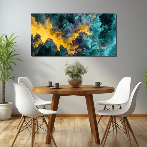 Ouzzlie Yellow Wall Art Abstract Picture Art for Bedroom - color: yellow, size: 48"L x 24"W