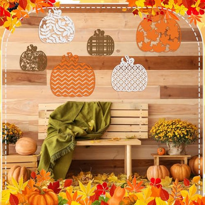 CroBlissful 6 Pcs Fall Pumpkin Wall Decor Autumn Wooden Wall Art - size: 9.45 in, style: Pumpkin