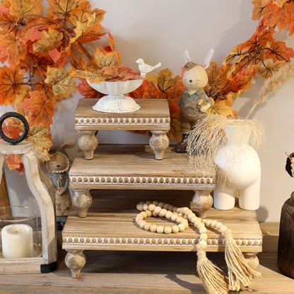 SwallowLiving Wooden Riser for display, Natural, Set of 3 - color: Natural