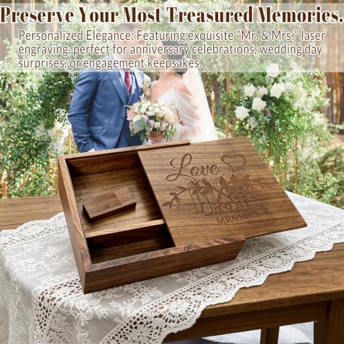 Wooden USB Flash Drive 32GB USB3.0 Wedding Flash Drive with Box - color: Walnut(WED Block USB+box-L), size: 32GB-3.0