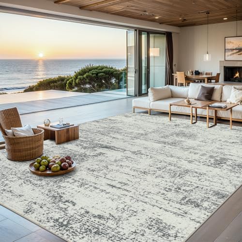 PLHXFR 8x10 Area Rug Living Room: Modern Abstract Washable Carpet Grey - color: Grey, size: 8' x 10' (Rectangular)