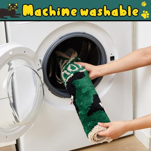 Drydiet U Shaped Toilet Rug Washable Cute Bath Mat 24x20,Black Cat - style: Black Cat