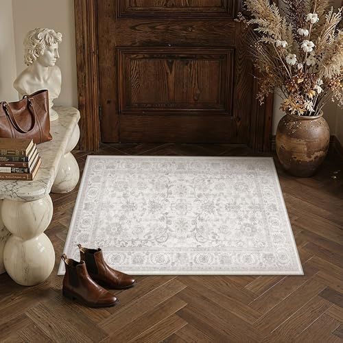 PureCozy 2x3 Grey Entryway Rug Vintage Distressed - color: Grey, size: 2' x 3' (Rectangular)