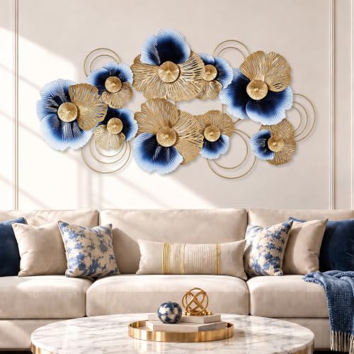Lucky Monet Metal Wall Art Decor, 51"x26" 3D Wall Sculptures Lotus Leaf - color: Style 9