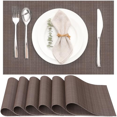 Myir JUN Placemats Set of 6 Kitchen and Dining Table Placemats - color: Coffee, size: Set of 6