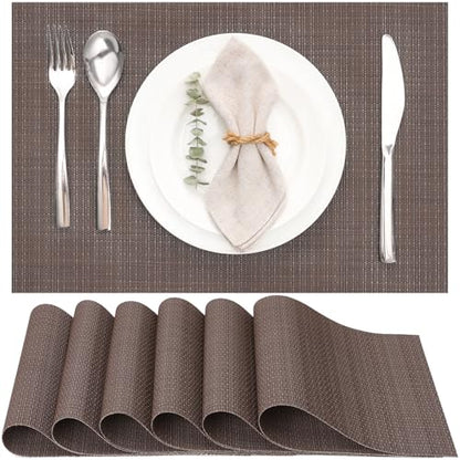 Myir JUN Placemats Set of 6 Kitchen and Dining Table Placemats - color: Coffee, size: Set of 6