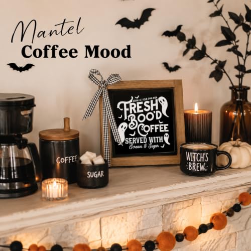Halloween Coffee Bar Decor Freshly Booed Coffee Sign Table Home - color: black-2