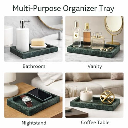Natural Green Marble Tray, 10" x 6", Rectangular - color: Green, size: 6" x 10" x 1.5"