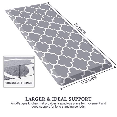 WISELIFE Kitchen Mats and Rugs Cushioned Anti-Fatigue, 17.3"x 39", Grey - color: Stylish Grey, size: 39"L x 17.3"W x 0.5"Th