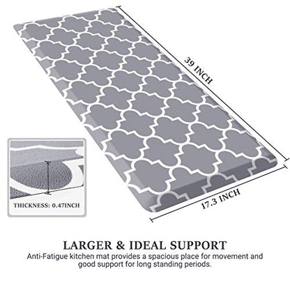 WISELIFE Kitchen Mats and Rugs Cushioned Anti-Fatigue, 17.3"x 39", Grey - color: Stylish Grey, size: 39"L x 17.3"W x 0.5"Th