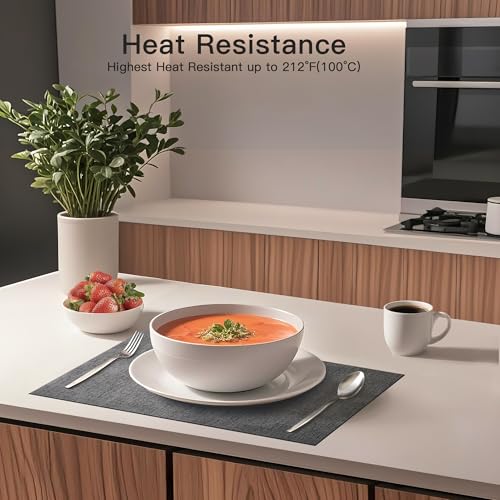 DOLOPL Placemats Set of 4, Reversible Faux Leather Place Mats, Charcoal - color: Charcoal, size: Set of 4