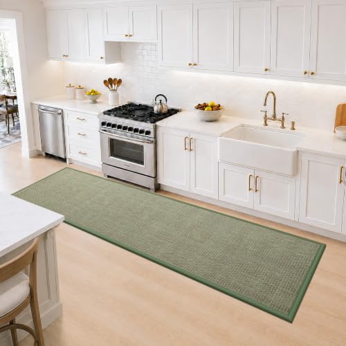 DEXI Ultra Thin Hallway Runner Rug 28x144, Non Slip Entryway Rugs,Green - color: Green, size: 28" X 144" (Runner)