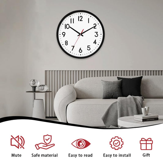 HZDHCLH Wall Clock Black,Silent Wall Clocks Battery Operated 8 Inch Modern Non Ticking Analog Clock Decorative for Kitchen Bedroom Living Room Office Classroom - color: Black, size: 8 inch