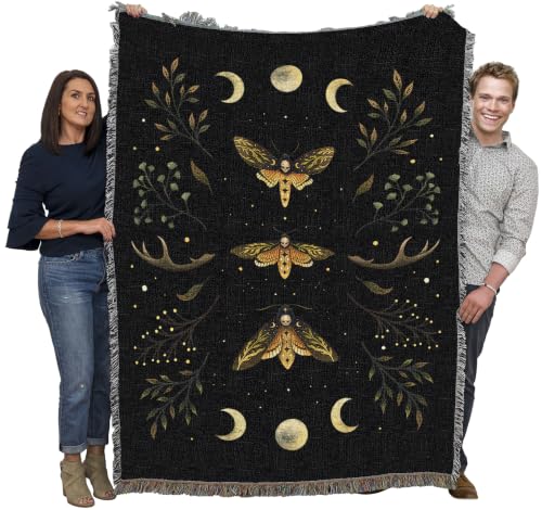 Pure Country Weavers Death Head Moth Blanket by Episodic Drawing- Fantasy Gift Tapestry Throw Woven from Cotton - Made in The USA (72x54) - color: Death Head Moth, size: 72x54