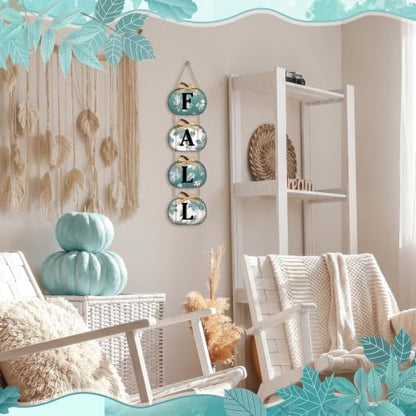 Britimes Pumpkin Fall Welcome Door Sign, Wooden, for Front Door - style: Blue Fall Maple Leaf