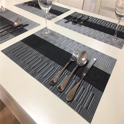 PIGCHCY Placemats,Washable Vinyl Woven Table Mats,Elegant Durable Placemats for Dining Table Set of 4 (Black) - color: A: Black, size: 4 Placemats