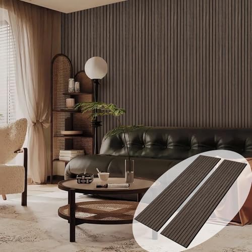 Wood Panels for Wall 2 PCS - Extra-Long Wood Slat Wall Panel - DIY Acoustic & Soundproof Wood Wall Panels - 3d Wall Panels Peel and Stick Noise Reducing Feature Wall - (Black 11.8" W x 94.5" L) - color: Smoked Wood-2 Packs