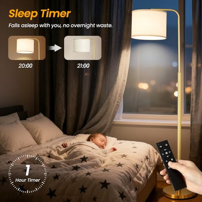 Arc Floor Lamp with Remote and Dimmable Gold Floor lamps for Living Room - color: Gold
