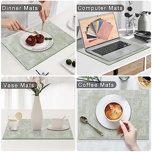 Homaxy PU Faux Leather Placemats for Dining Table, Set of 6, Grass Green - color: Grass Green