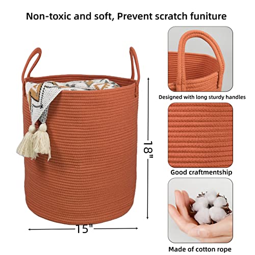 XUANGUO Cotton Rope Laundry Basket Hamper for Clothes Large Rust Red - color: rustic, size: Regular
