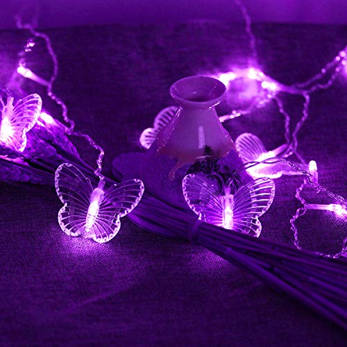 Butterfly Curtain Lights, 4.9ft 48 LED USB Window Fairy Lights 10 Butterflies 8 Modes Firefly Twinkle Timer String Lights with Remote for Room Bedroom Wall Ceiling Party Wedding Christmas - color: Purple, size: 4.9ft