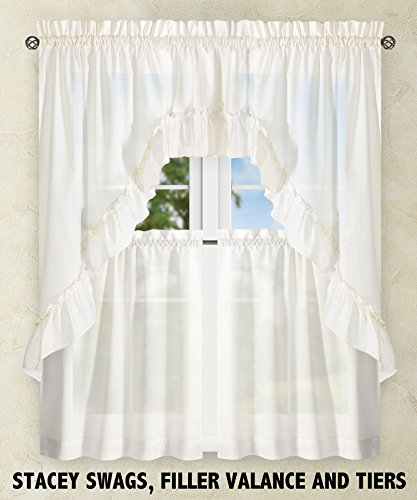 Ellis Curtain Stacey 54-by-13 Inch Ruffled Filler Valance (Ice Cream) - color: Ice Cream