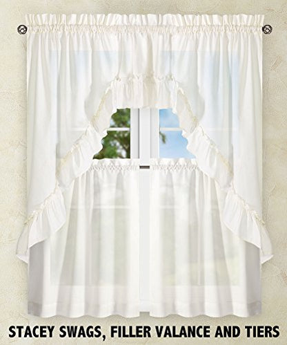 Ellis Curtain Stacey 54-by-13 Inch Ruffled Filler Valance (Ice Cream) - color: Ice Cream