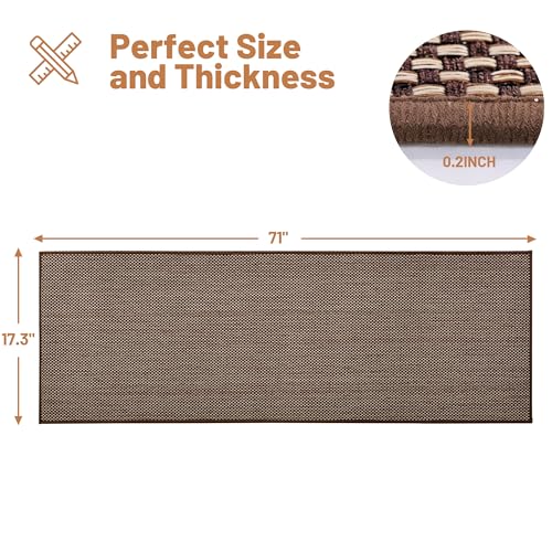 Kitchen Rugs Non Slip Washable 17.3x71, Cushioned Rugs for Kitchen Floor, Absorbent Runner Rug Comfort Mats with Rubber Backing for Kitchen, Hallway, Office, Home Bathroom, Bedroom, Brown, 17.3"x71" - color: Brown, size: 17.3"x71"