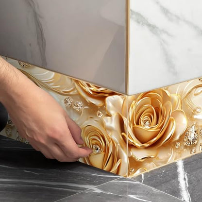 IVN Wallpaper Border Peel and Stick Wall Golden Rose Jewel 4x196 Inch - color: Golden Rose Jewel