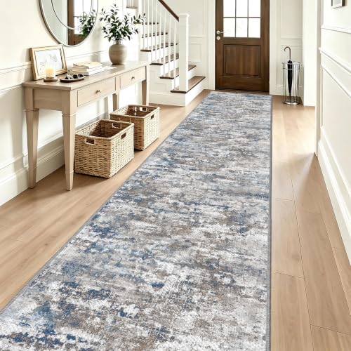 Long Hallway Runner Rug 3x12 ft Textured Non Slip for Dogs, Multi - color: Abstract-multi, size: 3' x 12' (Runner)