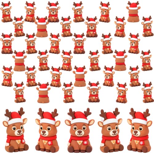 60 Pcs Miniature Christmas Reindeer Figurines, Tiny Deer Statues Ornaments - color: Reindeer, size: 60 Pcs
