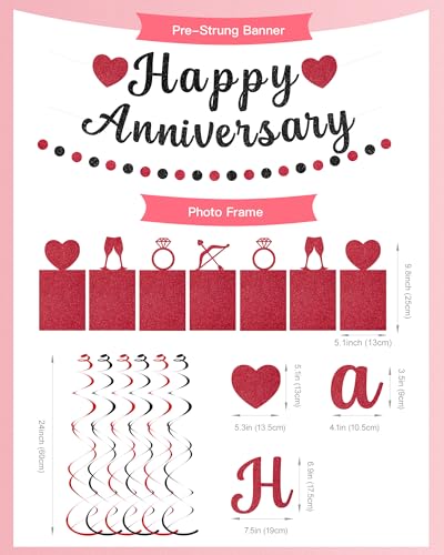 Happy Anniversary Decorations Black Red Party Decoration Set