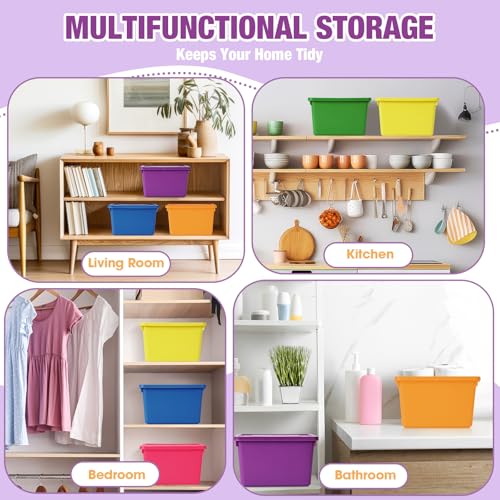 Potchen 6 Pack Small Stackable Storage Bins with Lids, Colorful - color: Colorful