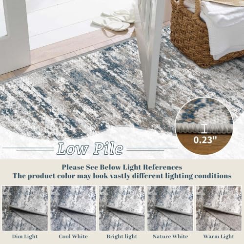 Hallway Runner Rug 3x8 Textured Non Slip Carpet Runner, Abstract Multi - color: Abstract-multi, size: 3' x 8' (Runner)