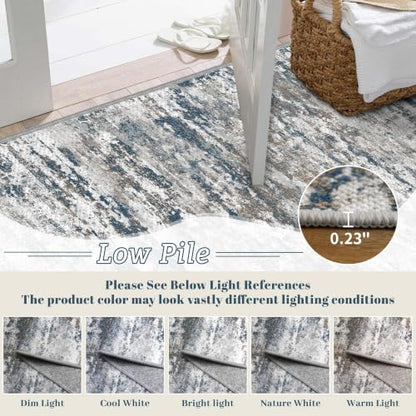 Hallway Runner Rug 3x8 Textured Non Slip Carpet Runner, Abstract Multi - color: Abstract-multi, size: 3' x 8' (Runner)