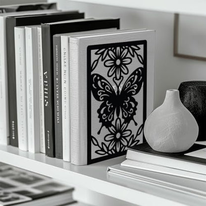 Peacoblue 5.3"x4.3"x7.9" Metal Bookends, Heavy Duty Book Ends for Shelves - color: Butterfly