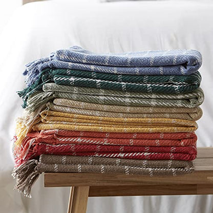 DII Transitional Checked Plaid Woven Throw, 50x60, Spice - color: Spice, size: 50x60"