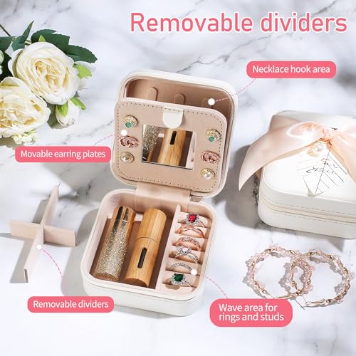 AYGXU Travel Jewelry Box for Women and Girls - Small Case With Initial A-Z - Teacher Gifts - color: white, size: I