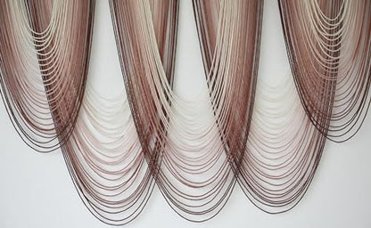 Macrame Wall Hanging Dip Dyed Pink Boho Yarn Fiber Wall Art 57" W x 41" L - color: Pink