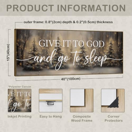 TLESKE Christmas Give It to God and Go to Sleep Sign Large Wall Art 15x40 - color: sleep-C