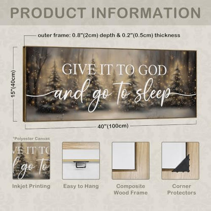 TLESKE Christmas Give It to God and Go to Sleep Sign Large Wall Art 15x40 - color: sleep-C