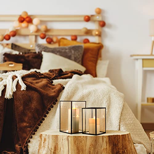 Phosphor Hurricane Camdle Holder Set of 2 Pieces, Black Glass Candle Holder for Wedding, Party, Holiday. - color: Black