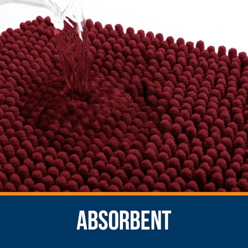 OLANLY Toilet Rugs U-Shaped 20x20, Soft Absorbent Chenille Contour Rugs - color: Burgundy, size: 20" X 20" Contour Rug
