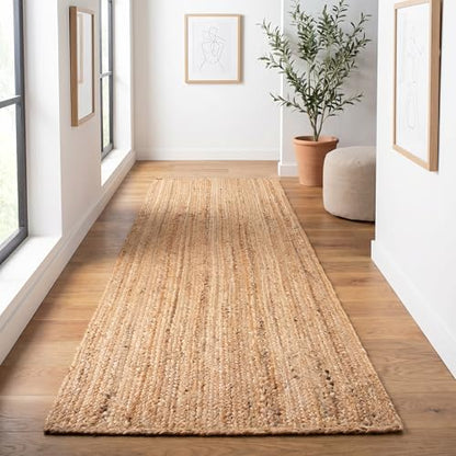 THE BEER VALLEY Jute Braided Runner Rug 2x6 Feet - Natural - color: Natural, size: 2' x 6' (Rectangular)